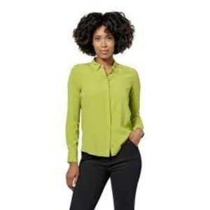 TAGS Lime Green Silk Blend Button Front Blouse Sz M